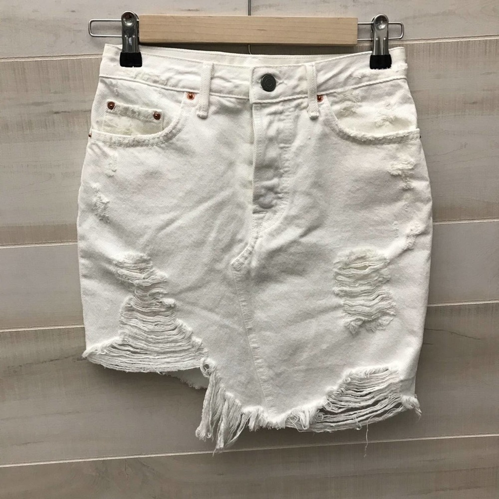 NWT Grlfrnd Rhoda asymmetrical distressed skirt 24 Orig $188